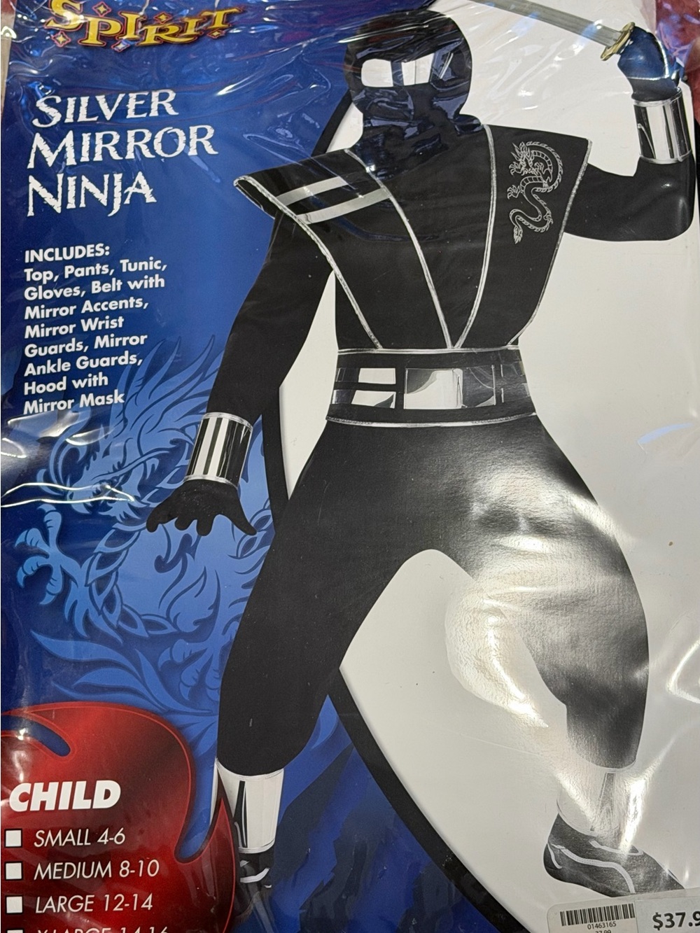 Spirit Silver Mirror Ninja Costume - Black & Silver